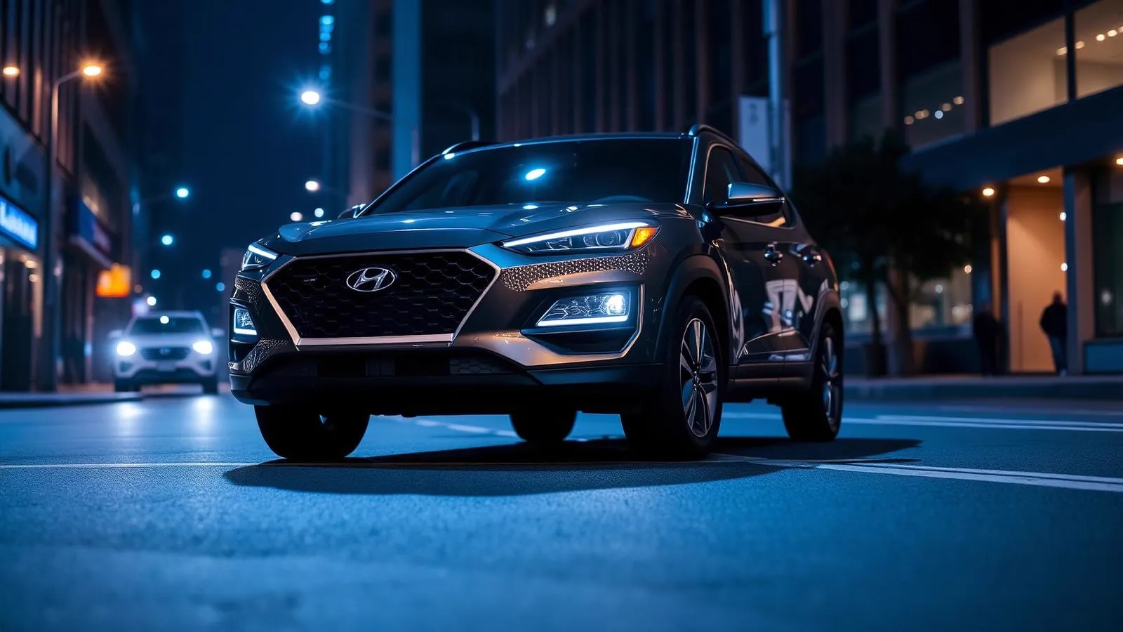 Hyundai Tucson 2026 em rua urbana à noite